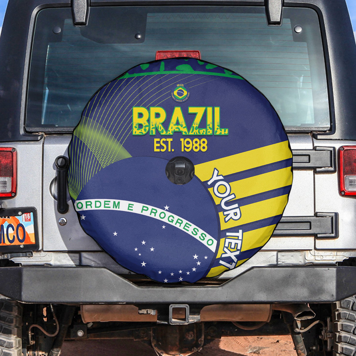 Custom Brazil Football Spare Tire Cover Summer 2024 Go Champions Selecao - Wonder Print Shop