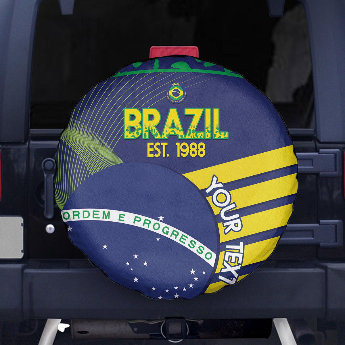 Custom Brazil Football Spare Tire Cover Summer 2024 Go Champions Selecao - Wonder Print Shop