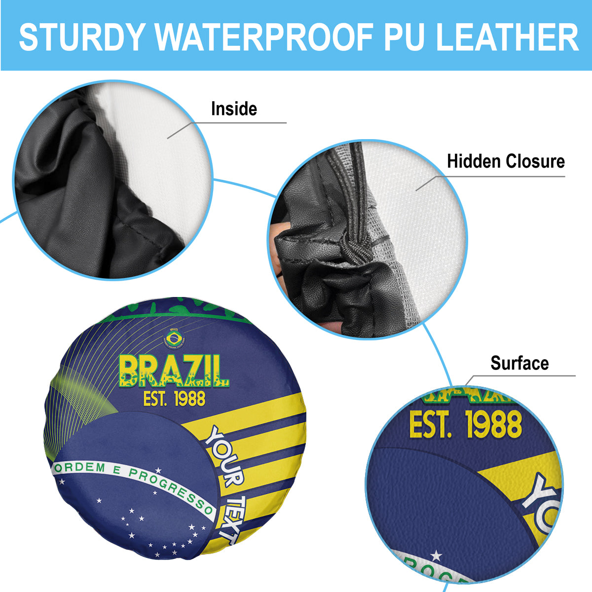 Custom Brazil Football Spare Tire Cover Summer 2024 Go Champions Selecao - Wonder Print Shop