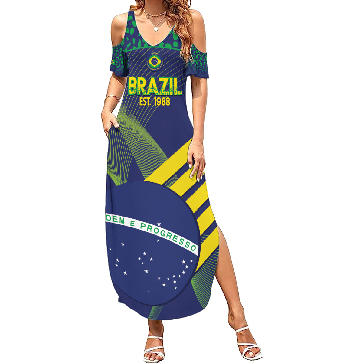 Custom Brazil Football Summer Maxi Dress Summer 2024 Go Champions Selecao - Wonder Print Shop