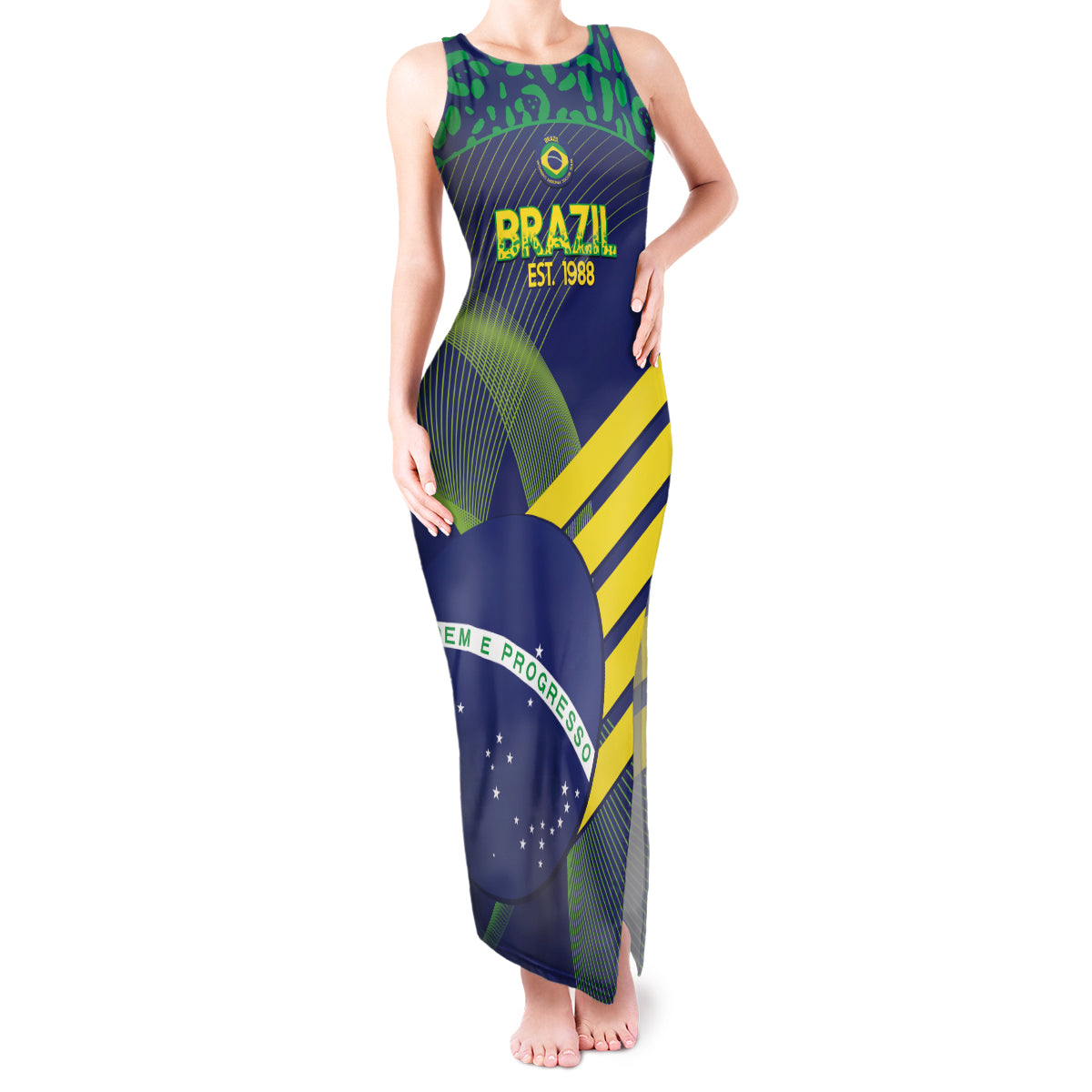 Custom Brazil Football Tank Maxi Dress Summer 2024 Go Champions Selecao - Wonder Print Shop