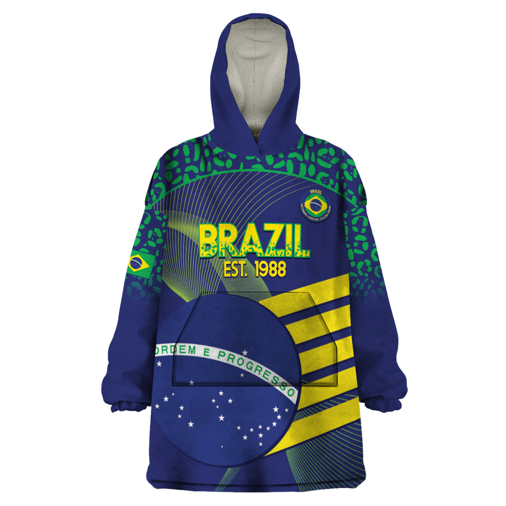 Custom Brazil Football Wearable Blanket Hoodie Summer 2024 Go Champions Selecao - Wonder Print Shop
