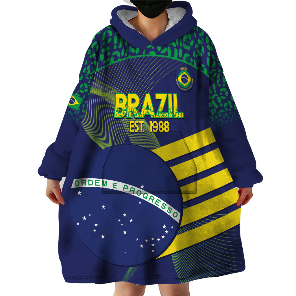 Custom Brazil Football Wearable Blanket Hoodie Summer 2024 Go Champions Selecao - Wonder Print Shop