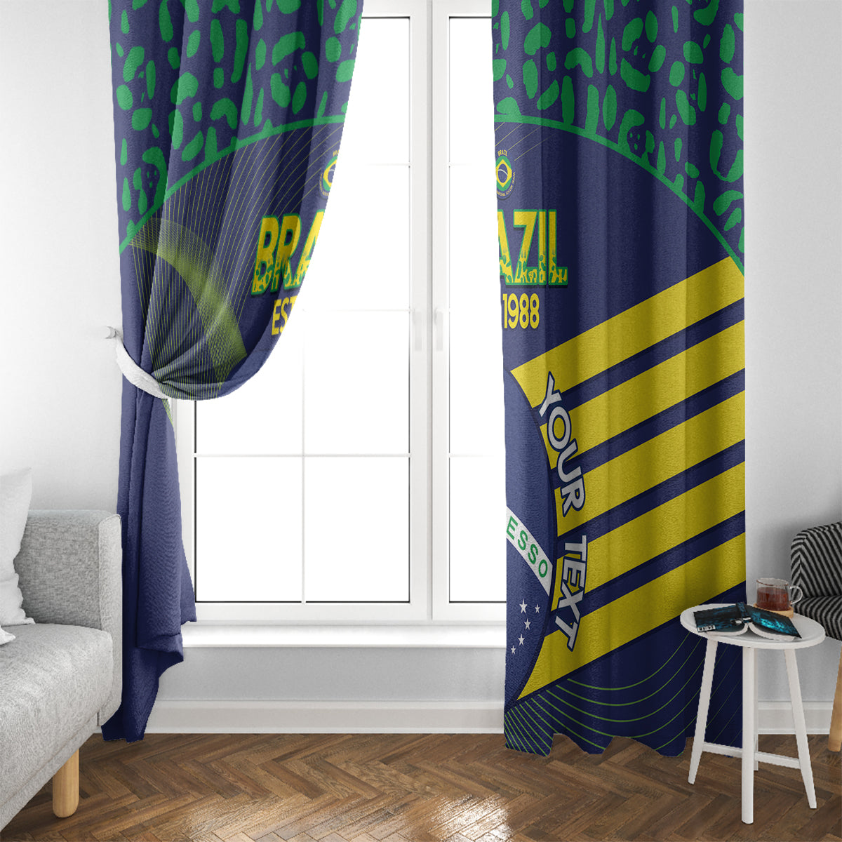 Custom Brazil Football Window Curtain Summer 2024 Go Champions Selecao - Wonder Print Shop
