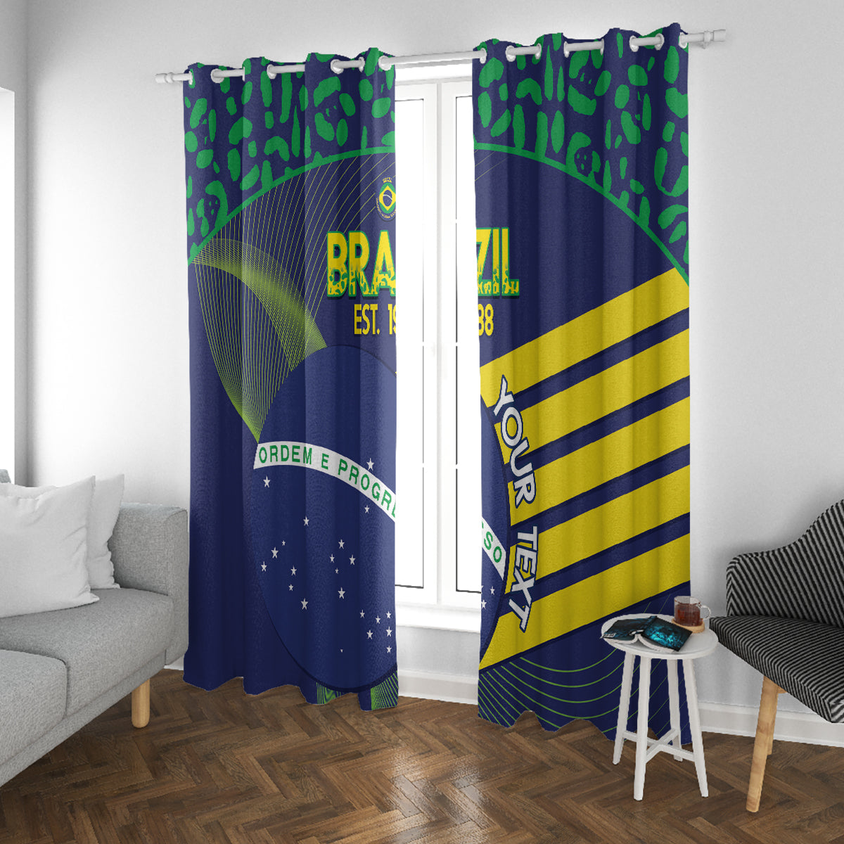 Custom Brazil Football Window Curtain Summer 2024 Go Champions Selecao - Wonder Print Shop