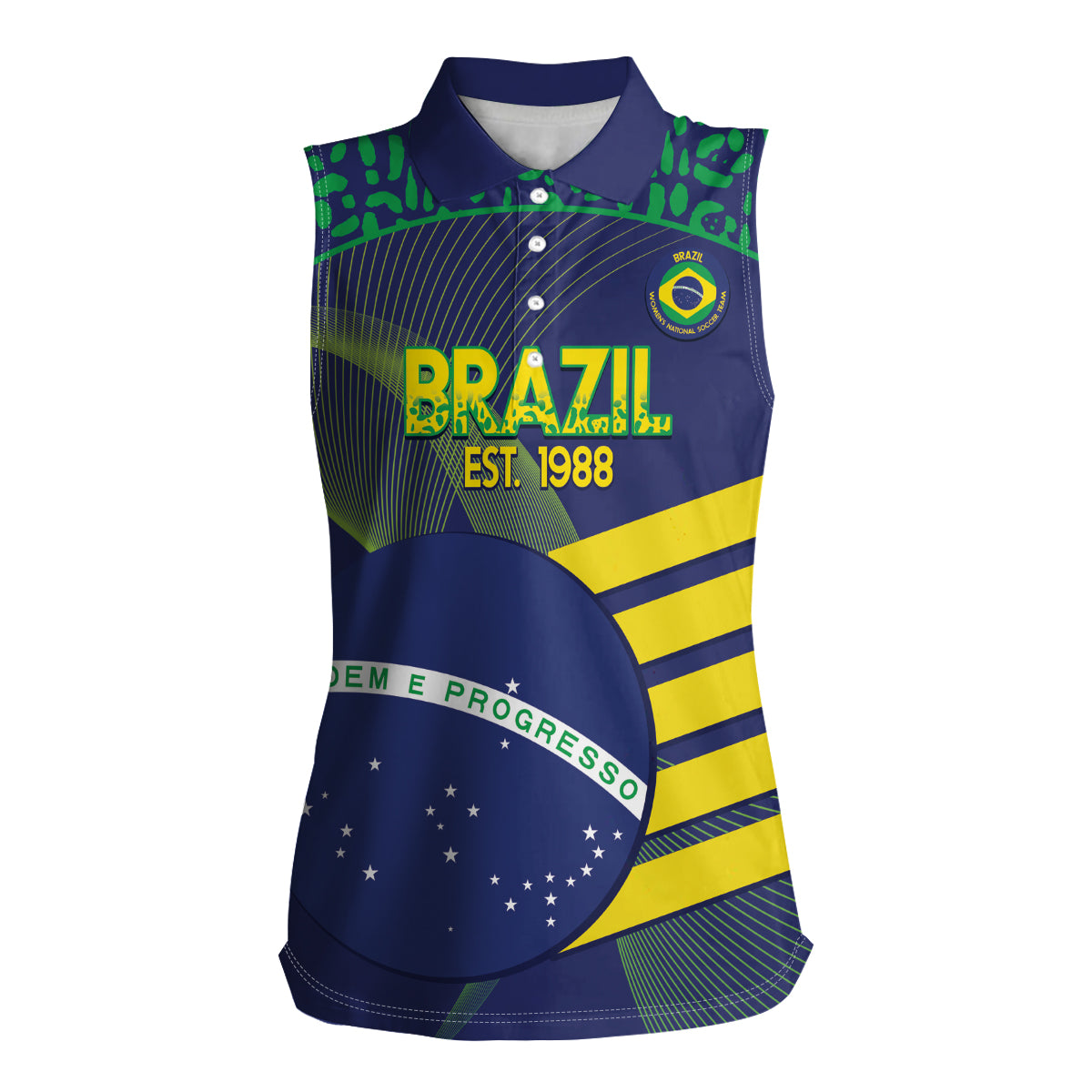 Custom Brazil Football Women Sleeveless Polo Shirt Summer 2024 Go Champions Selecao - Wonder Print Shop