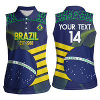 Custom Brazil Football Women Sleeveless Polo Shirt Summer 2024 Go Champions Selecao - Wonder Print Shop