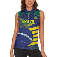 Custom Brazil Football Women Sleeveless Polo Shirt Summer 2024 Go Champions Selecao - Wonder Print Shop