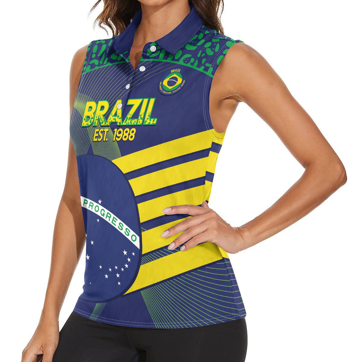 Custom Brazil Football Women Sleeveless Polo Shirt Summer 2024 Go Champions Selecao - Wonder Print Shop