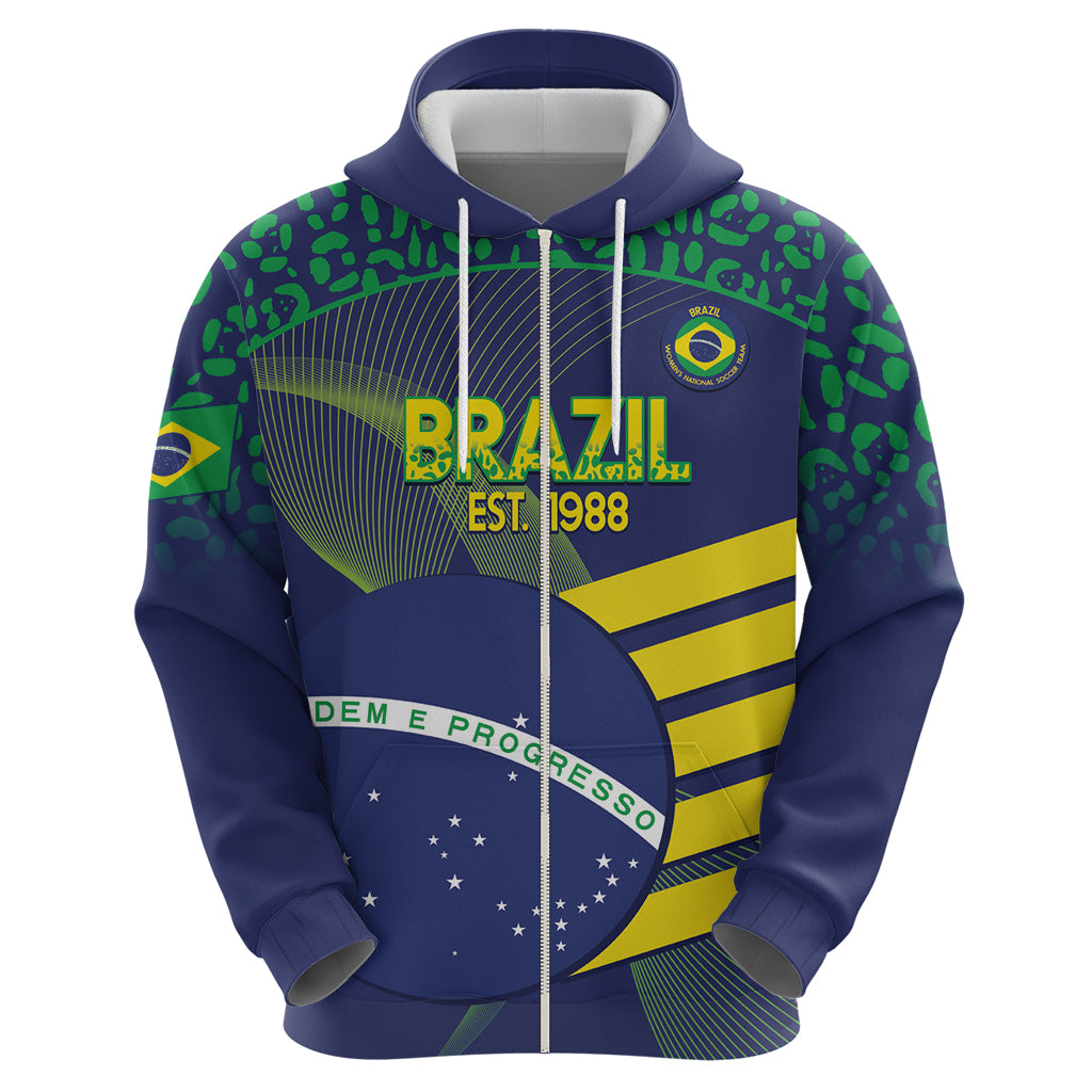 Custom Brazil Football Zip Hoodie Summer 2024 Go Champions Selecao - Wonder Print Shop