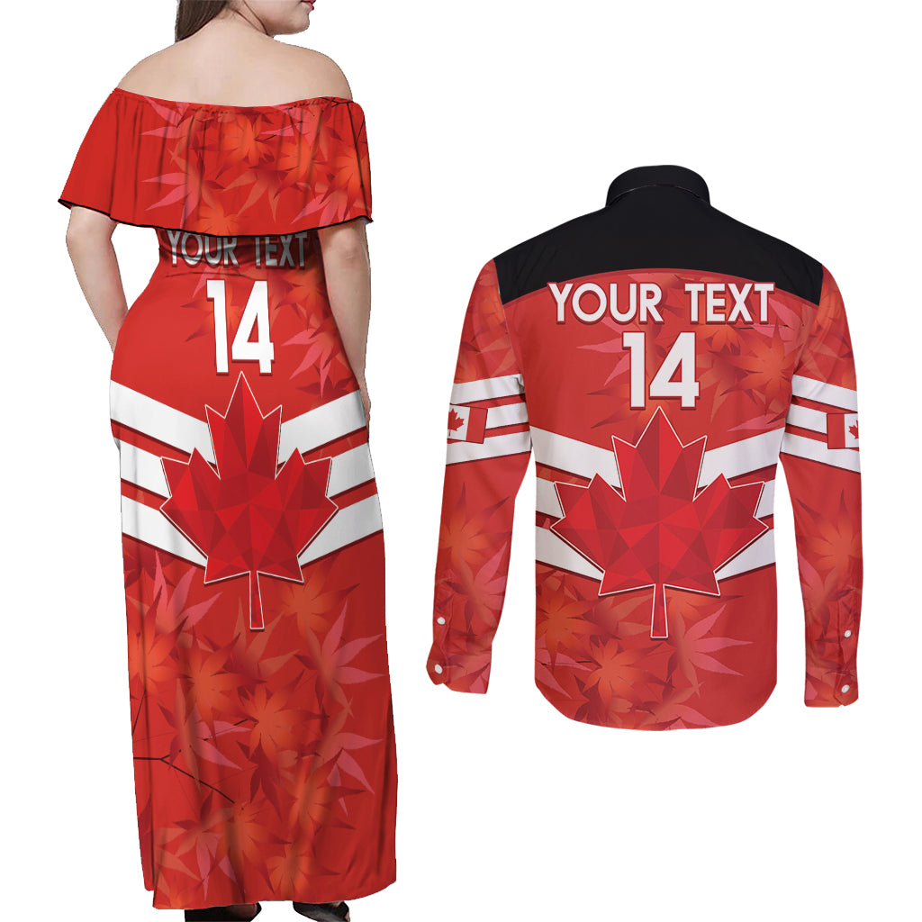 Custom Canada Soccer Couples Matching Off Shoulder Maxi Dress and Long Sleeve Button Shirt Summer 2024 Go Champions Canucks - Wonder Print Shop
