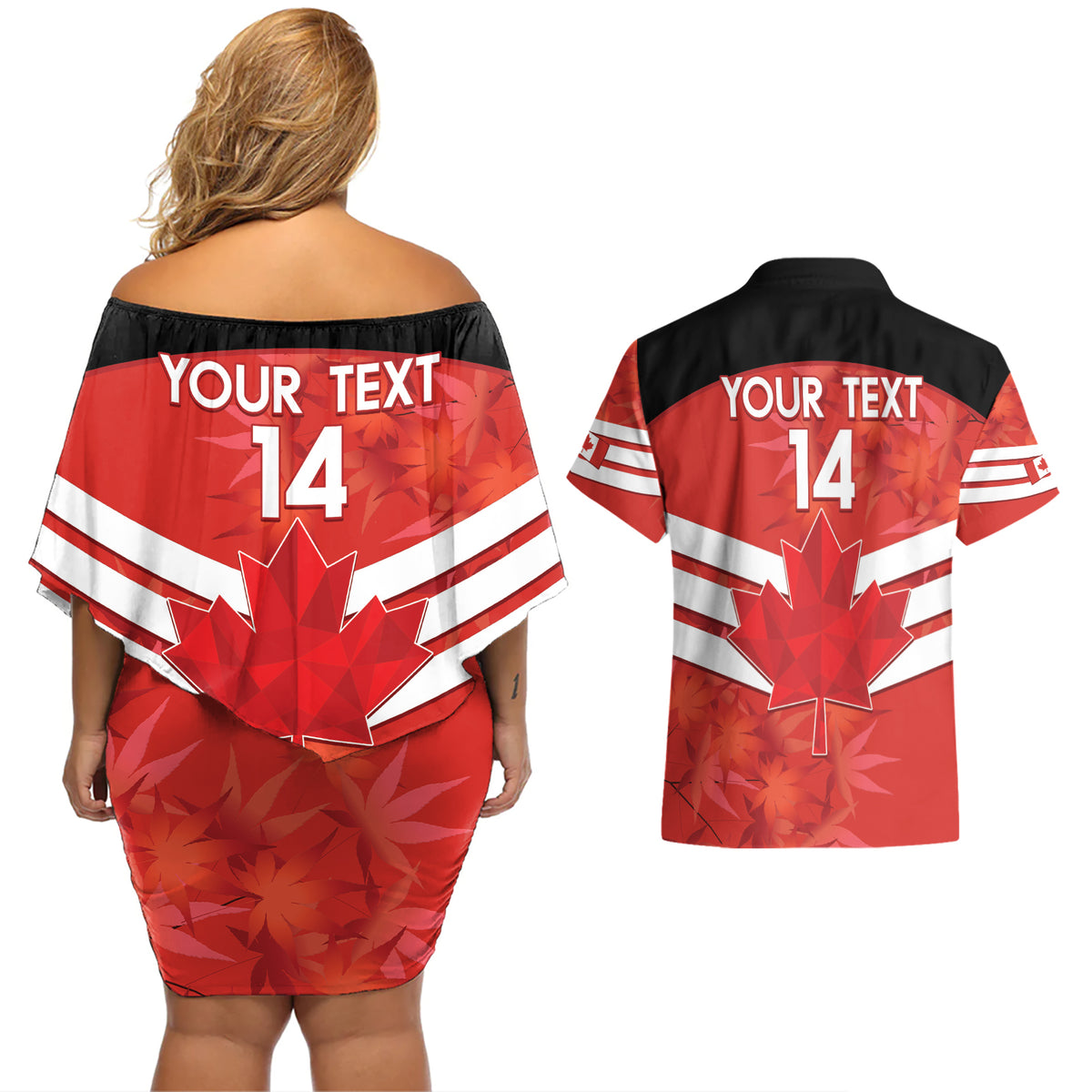 Custom Canada Soccer Couples Matching Off Shoulder Short Dress and Hawaiian Shirt Summer 2024 Go Champions Canucks - Wonder Print Shop