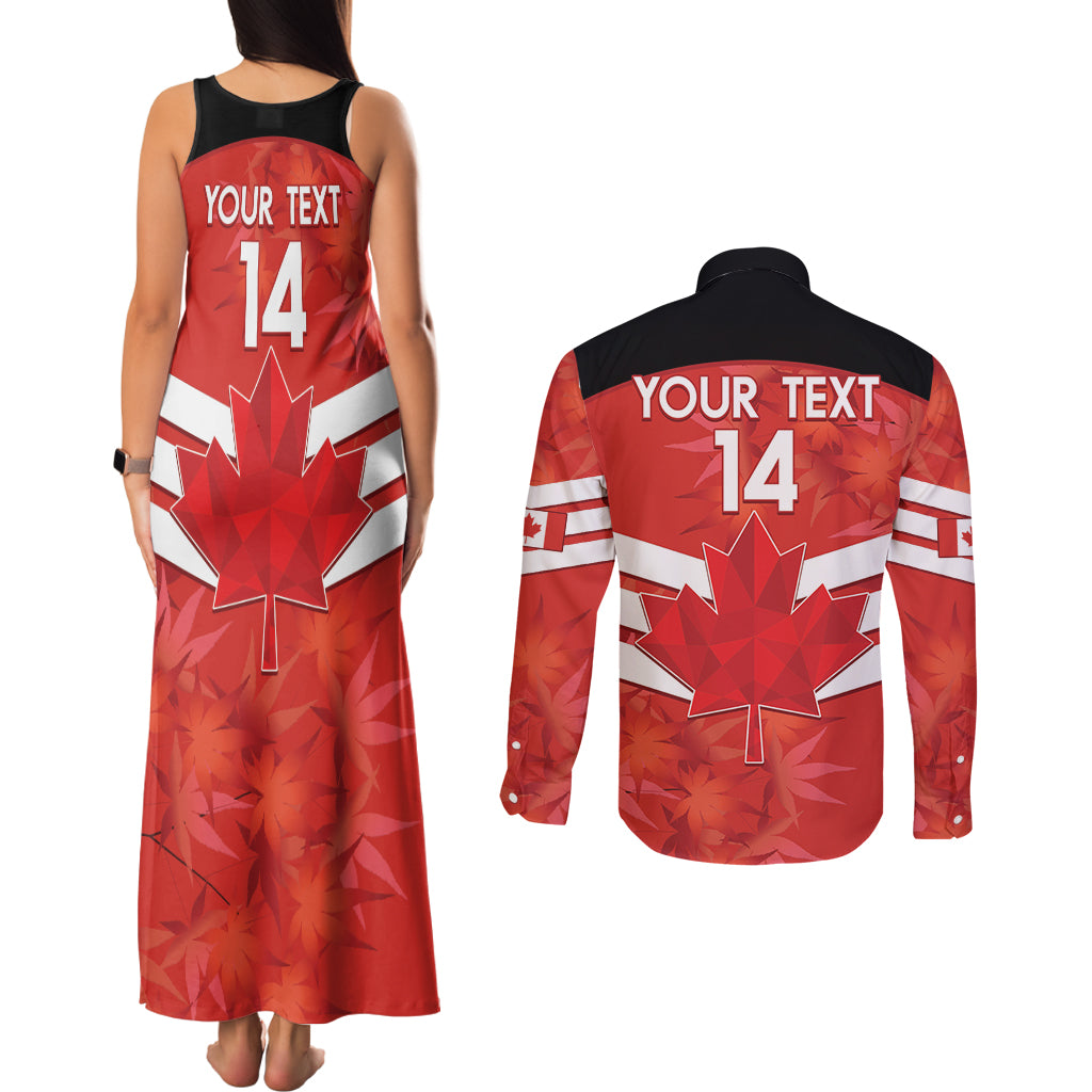 Custom Canada Soccer Couples Matching Tank Maxi Dress and Long Sleeve Button Shirt Summer 2024 Go Champions Canucks - Wonder Print Shop