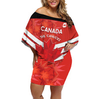 Custom Canada Soccer Family Matching Off Shoulder Short Dress and Hawaiian Shirt Summer 2024 Go Champions Canucks - Wonder Print Shop