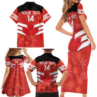 Custom Canada Soccer Family Matching Short Sleeve Bodycon Dress and Hawaiian Shirt Summer 2024 Go Champions Canucks - Wonder Print Shop