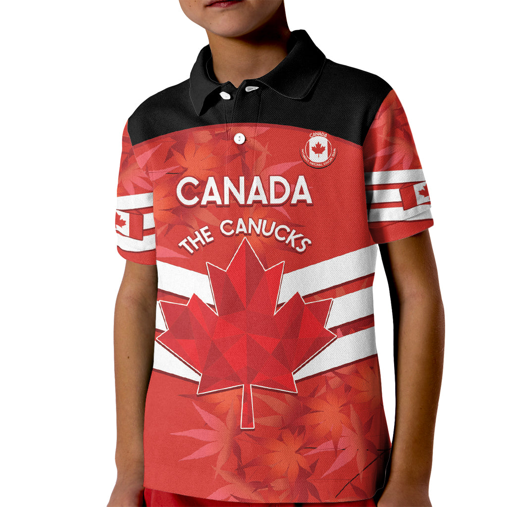 Custom Canada Soccer Kid Polo Shirt Summer 2024 Olympic Go Champions Canucks