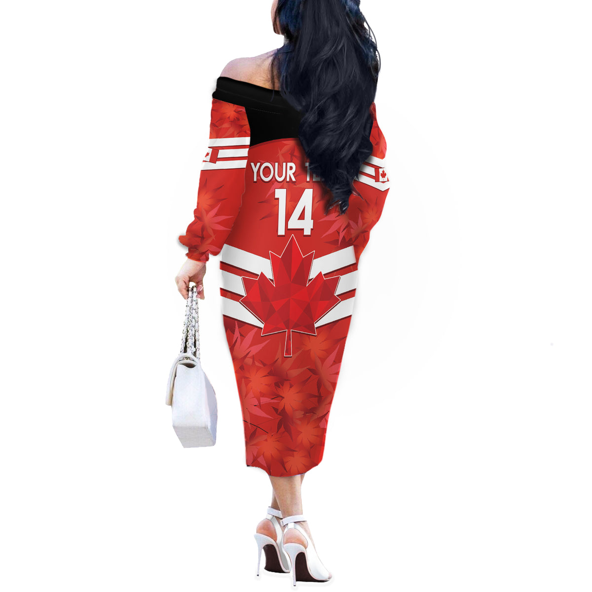 Custom Canada Soccer Off The Shoulder Long Sleeve Dress Summer 2024 Go Champions Canucks - Wonder Print Shop
