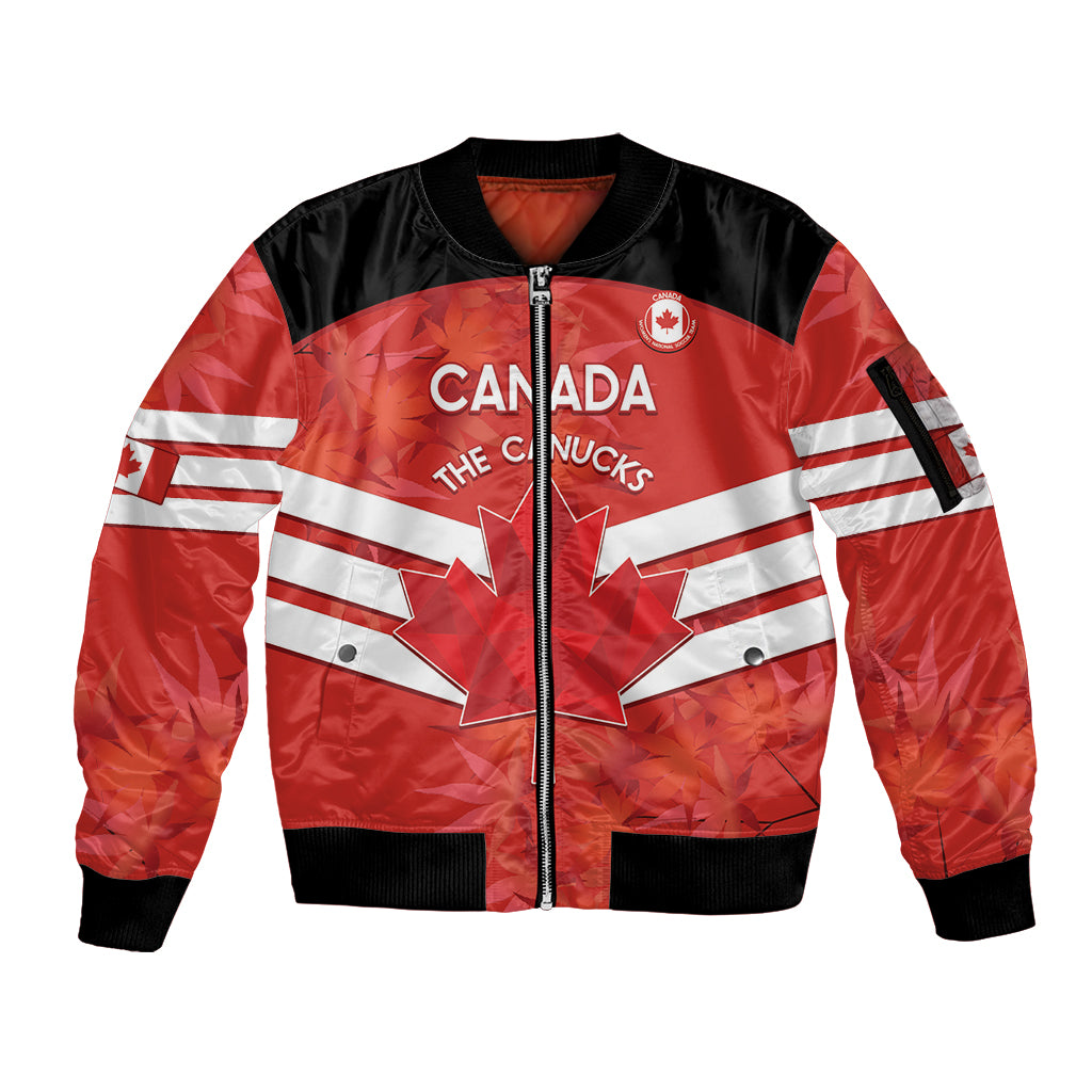 Custom Canada Soccer Sleeve Zip Bomber Jacket Summer 2024 Go Champions Canucks - Wonder Print Shop
