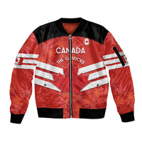 Custom Canada Soccer Sleeve Zip Bomber Jacket Summer 2024 Go Champions Canucks - Wonder Print Shop