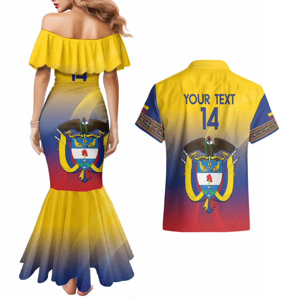 Custom Colombia Football Couples Matching Mermaid Dress and Hawaiian Shirt Summer 2024 Las Chicas Superpoderosas - Wonder Print Shop
