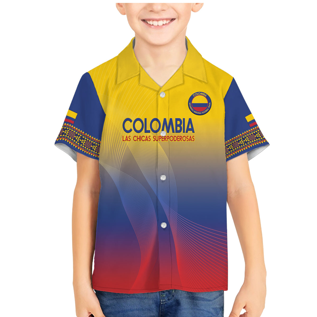 Custom Colombia Football Family Matching Mermaid Dress and Hawaiian Shirt Summer 2024 Las Chicas Superpoderosas - Wonder Print Shop