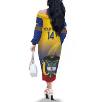 Custom Colombia Football Family Matching Off The Shoulder Long Sleeve Dress and Hawaiian Shirt Summer 2024 Las Chicas Superpoderosas - Wonder Print Shop