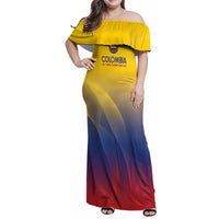 Custom Colombia Football Family Matching Off Shoulder Maxi Dress and Hawaiian Shirt Summer 2024 Las Chicas Superpoderosas - Wonder Print Shop