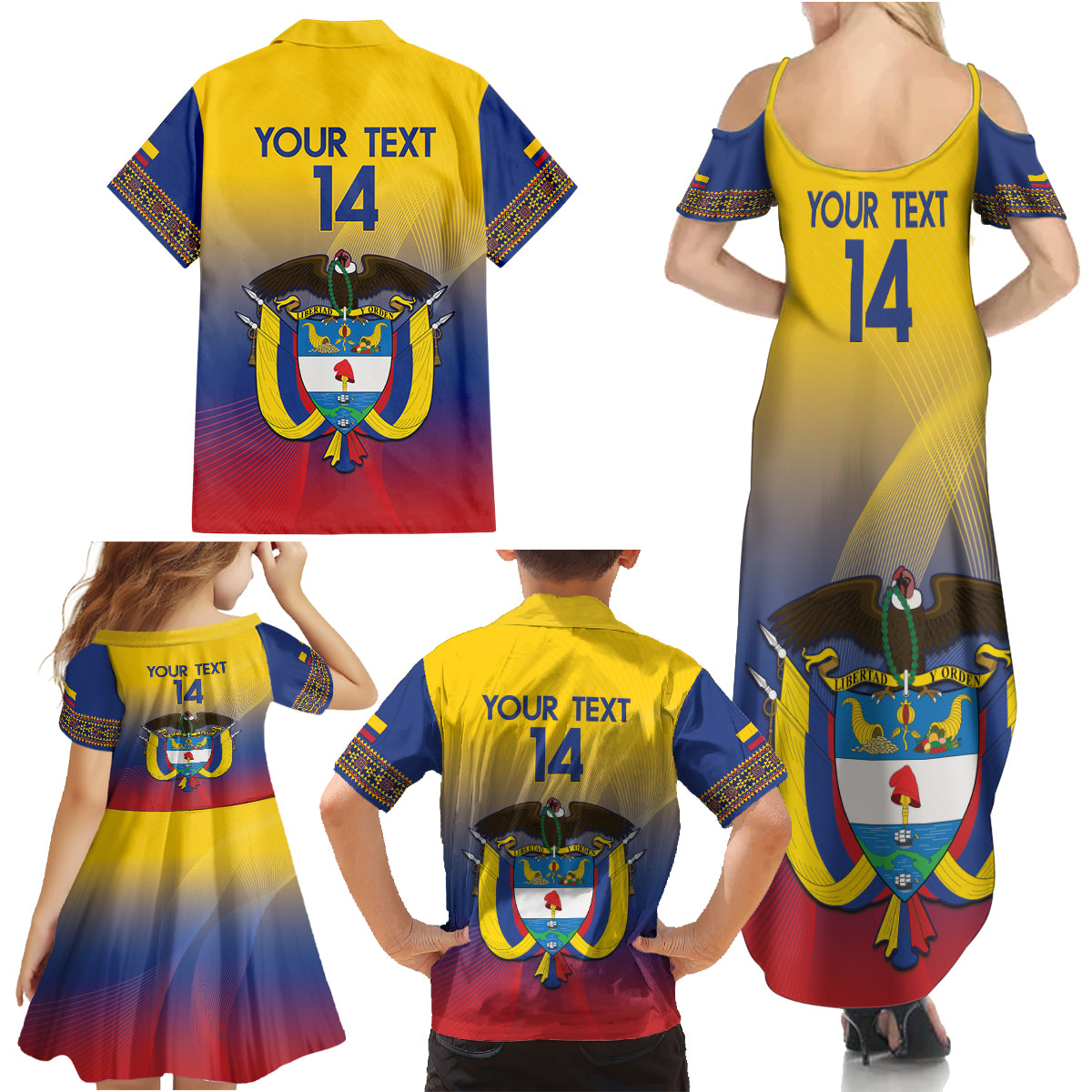 Custom Colombia Football Family Matching Summer Maxi Dress and Hawaiian Shirt Summer 2024 Las Chicas Superpoderosas - Wonder Print Shop