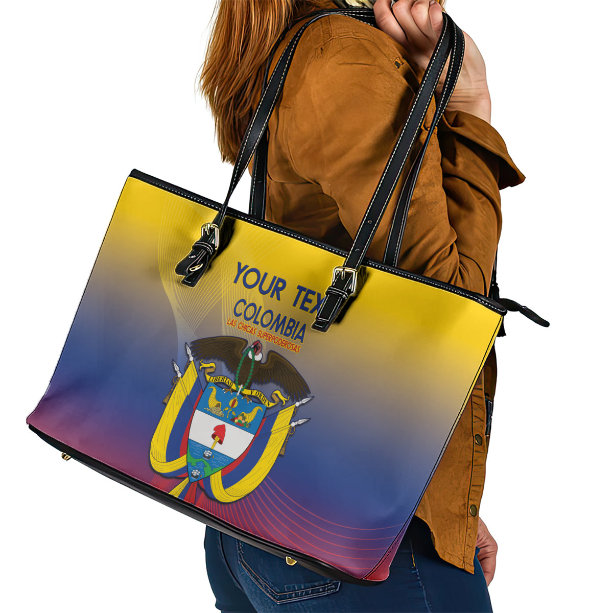 Custom Colombia Football Leather Tote Bag Summer 2024 Las Chicas Superpoderosas - Wonder Print Shop
