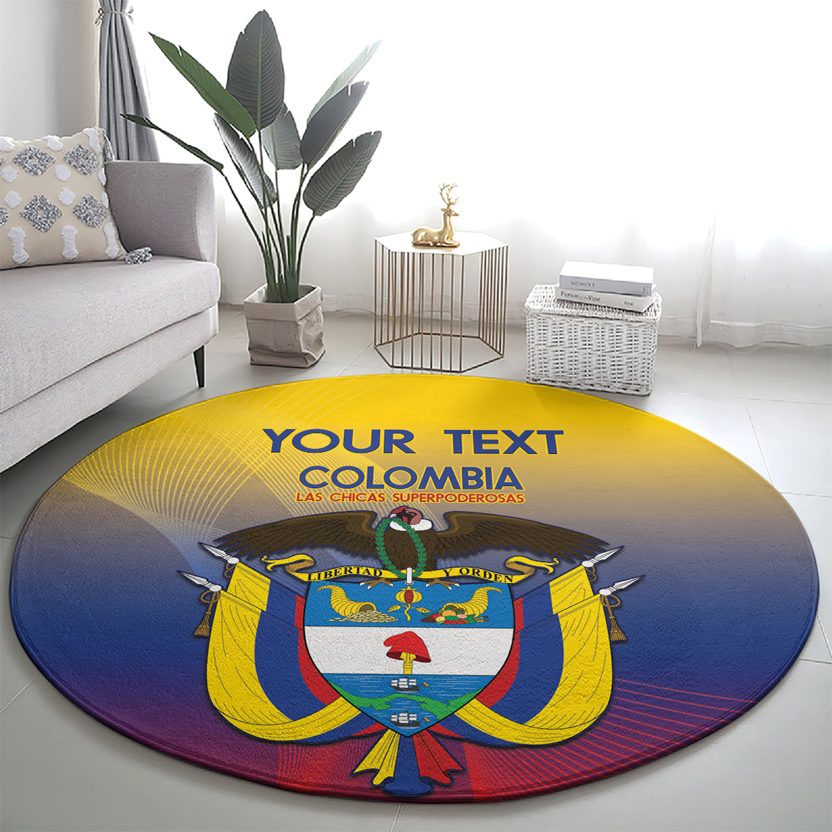 Custom Colombia Football Round Carpet Summer 2024 Olympic Las Chicas Superpoderosas