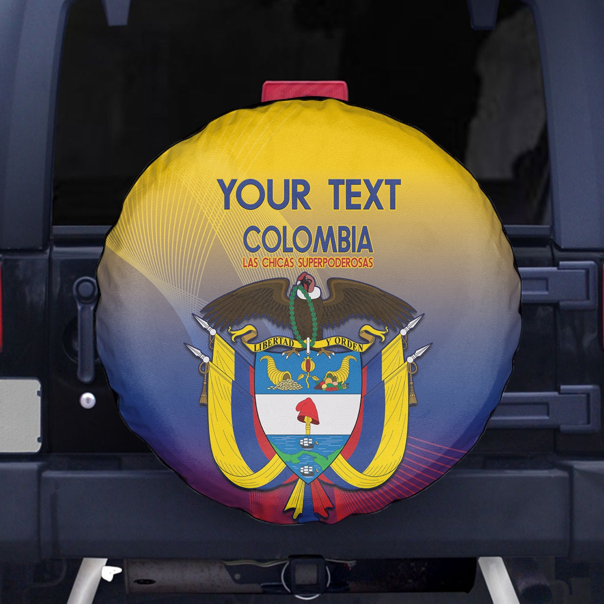 Custom Colombia Football Spare Tire Cover Summer 2024 Las Chicas Superpoderosas - Wonder Print Shop