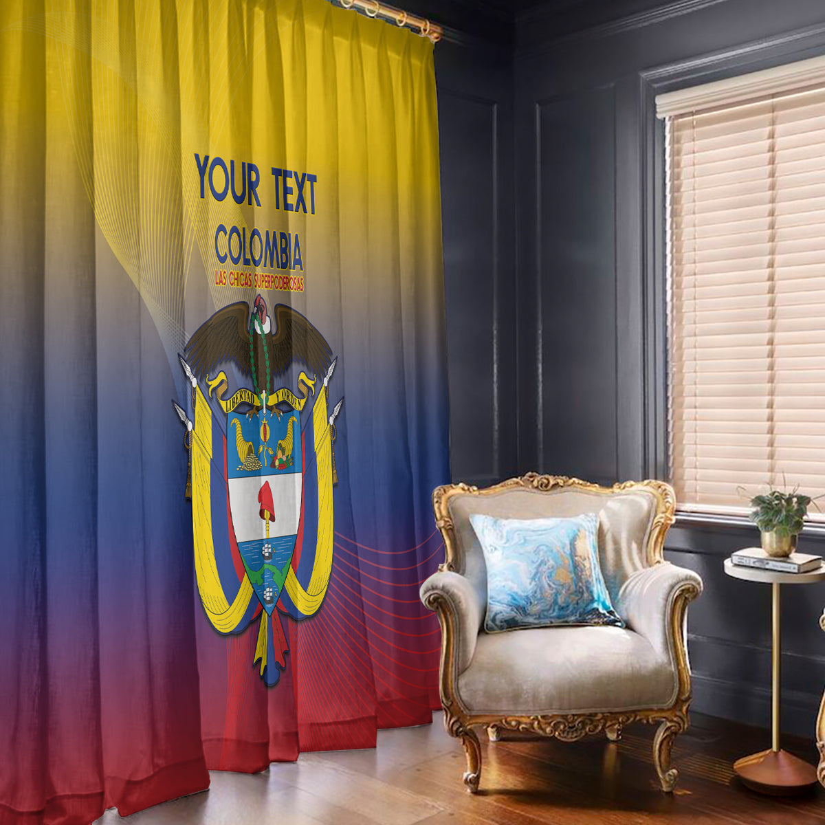 Custom Colombia Football Window Curtain Summer 2024 Las Chicas Superpoderosas - Wonder Print Shop