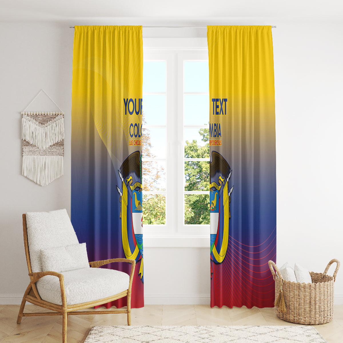 Custom Colombia Football Window Curtain Summer 2024 Las Chicas Superpoderosas - Wonder Print Shop
