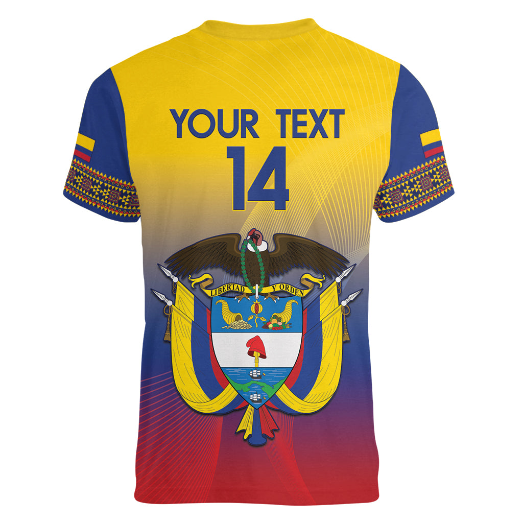 Custom Colombia Football Women V-Neck T-Shirt Summer 2024 Las Chicas Superpoderosas - Wonder Print Shop