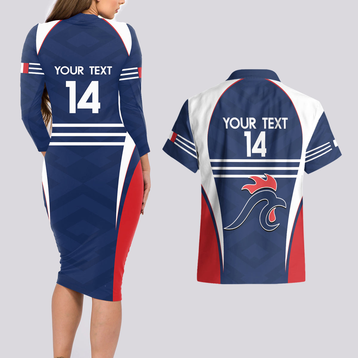 Custom France Football Couples Matching Long Sleeve Bodycon Dress and Hawaiian Shirt Summer 2024 Les Bleues - Wonder Print Shop