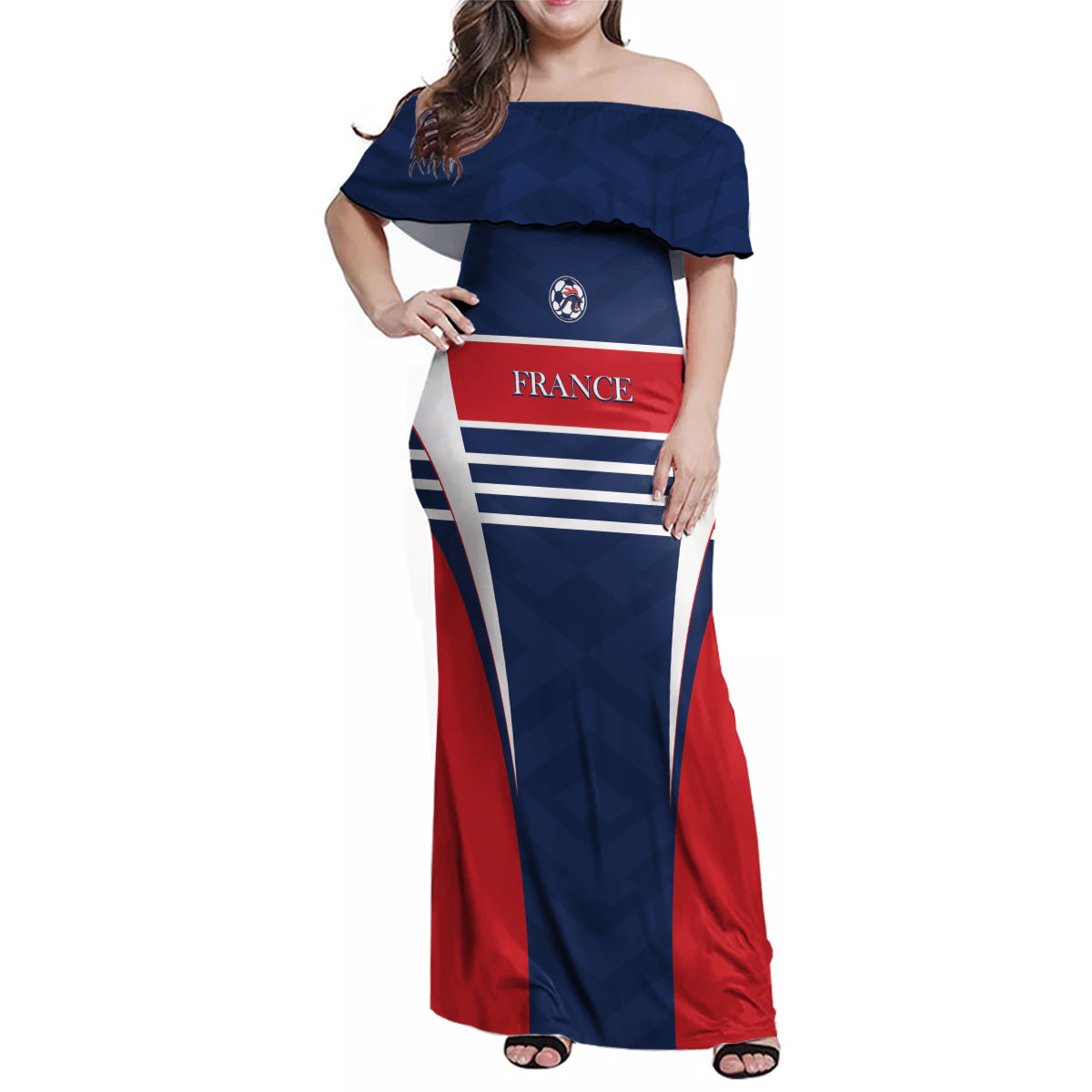 Custom France Football Family Matching Off Shoulder Maxi Dress and Hawaiian Shirt Summer 2024 Les Bleues - Wonder Print Shop