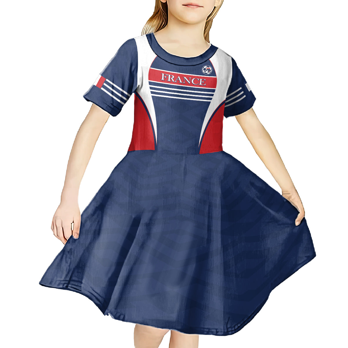Custom France Football Kid Short Sleeve Dress Summer 2024 Les Bleues - Wonder Print Shop