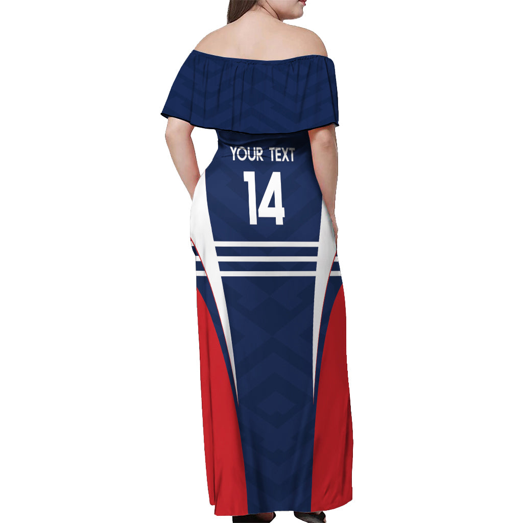 Custom France Football Off Shoulder Maxi Dress Summer 2024 Les Bleues - Wonder Print Shop