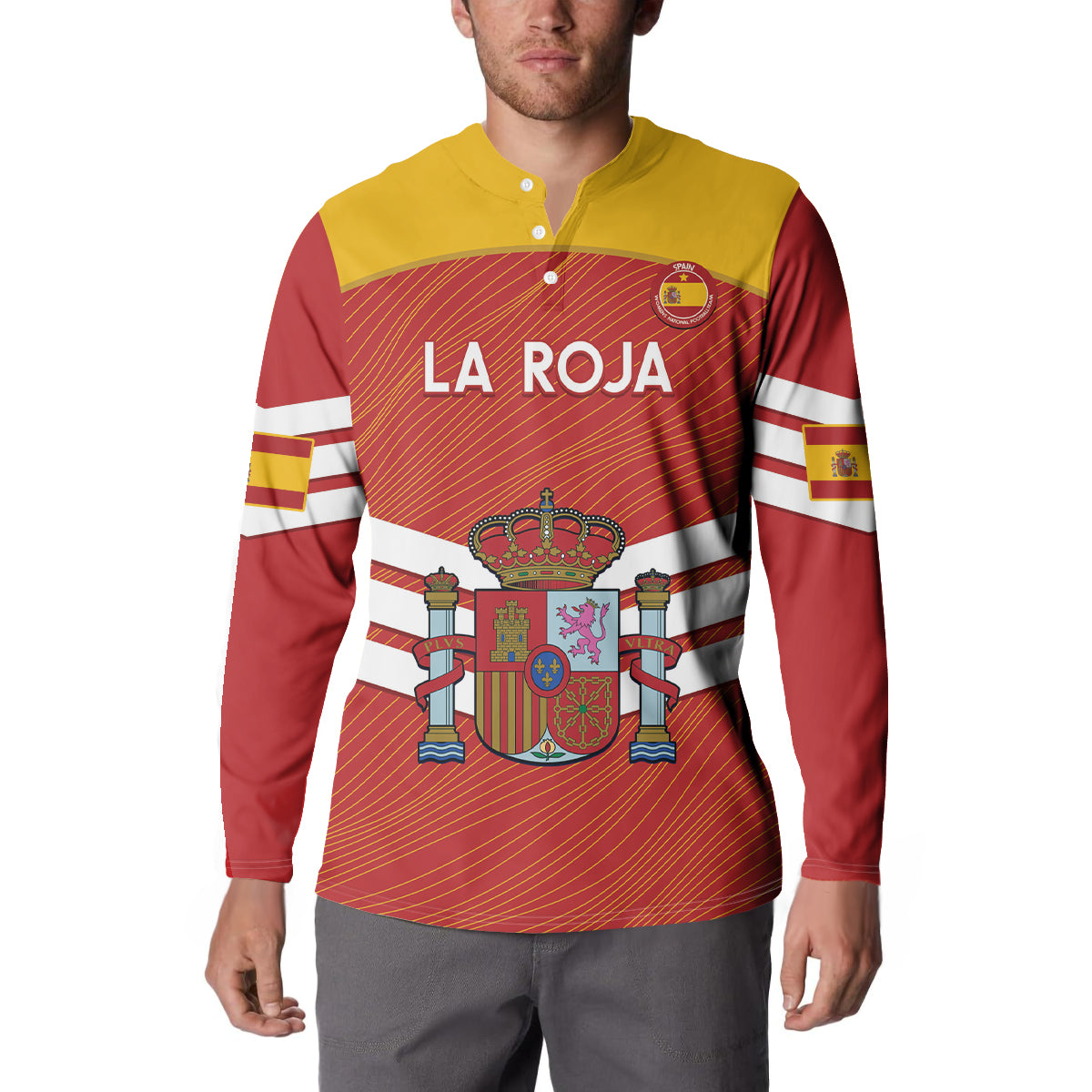 Custom Spain Football Button Sweatshirt Summer 2024 La Roja - Wonder Print Shop