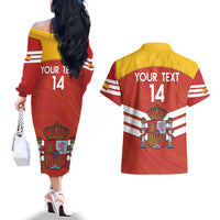 Custom Spain Football Couples Matching Off The Shoulder Long Sleeve Dress and Hawaiian Shirt Summer 2024 La Roja - Wonder Print Shop