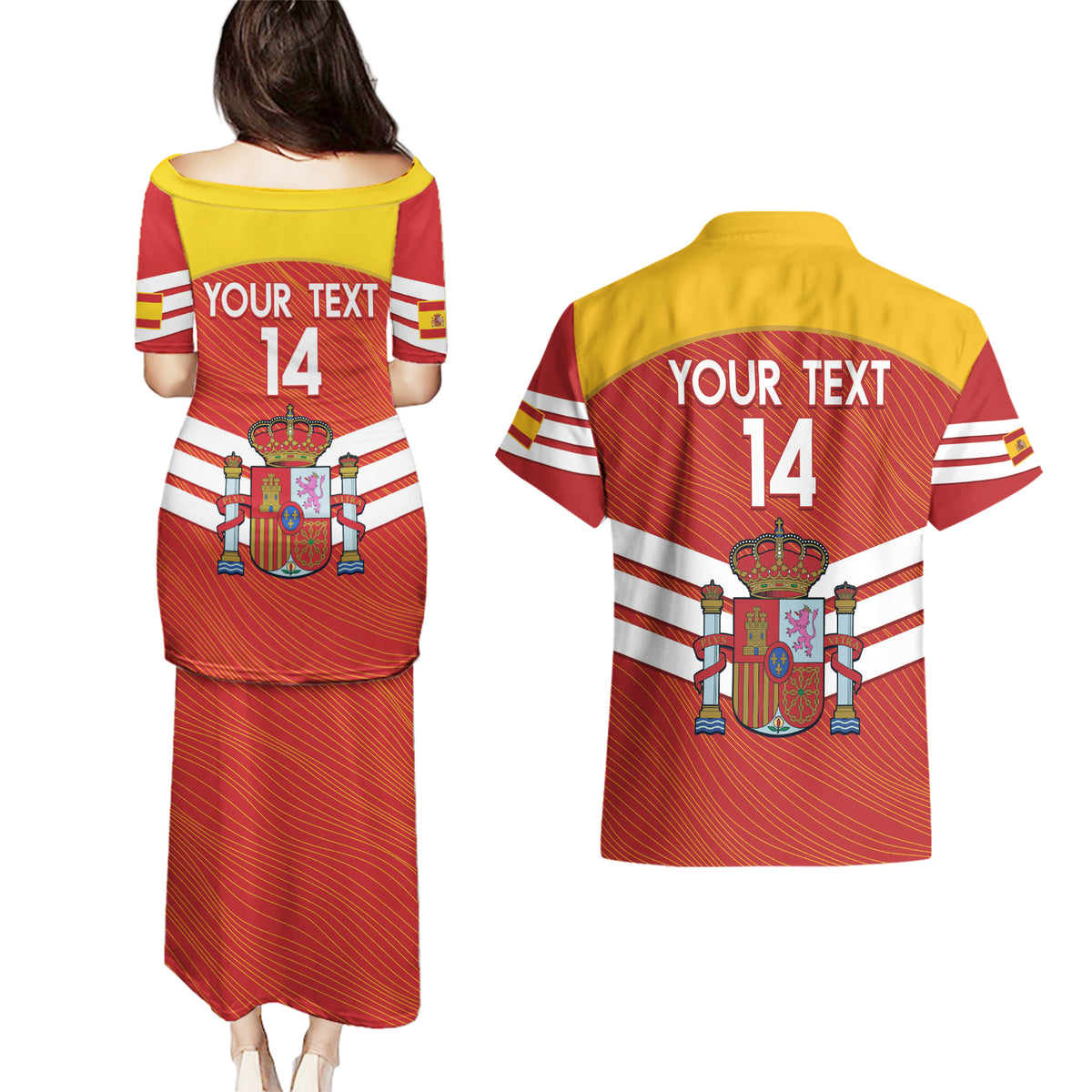 Custom Spain Football Couples Matching Puletasi and Hawaiian Shirt Summer 2024 La Roja - Wonder Print Shop