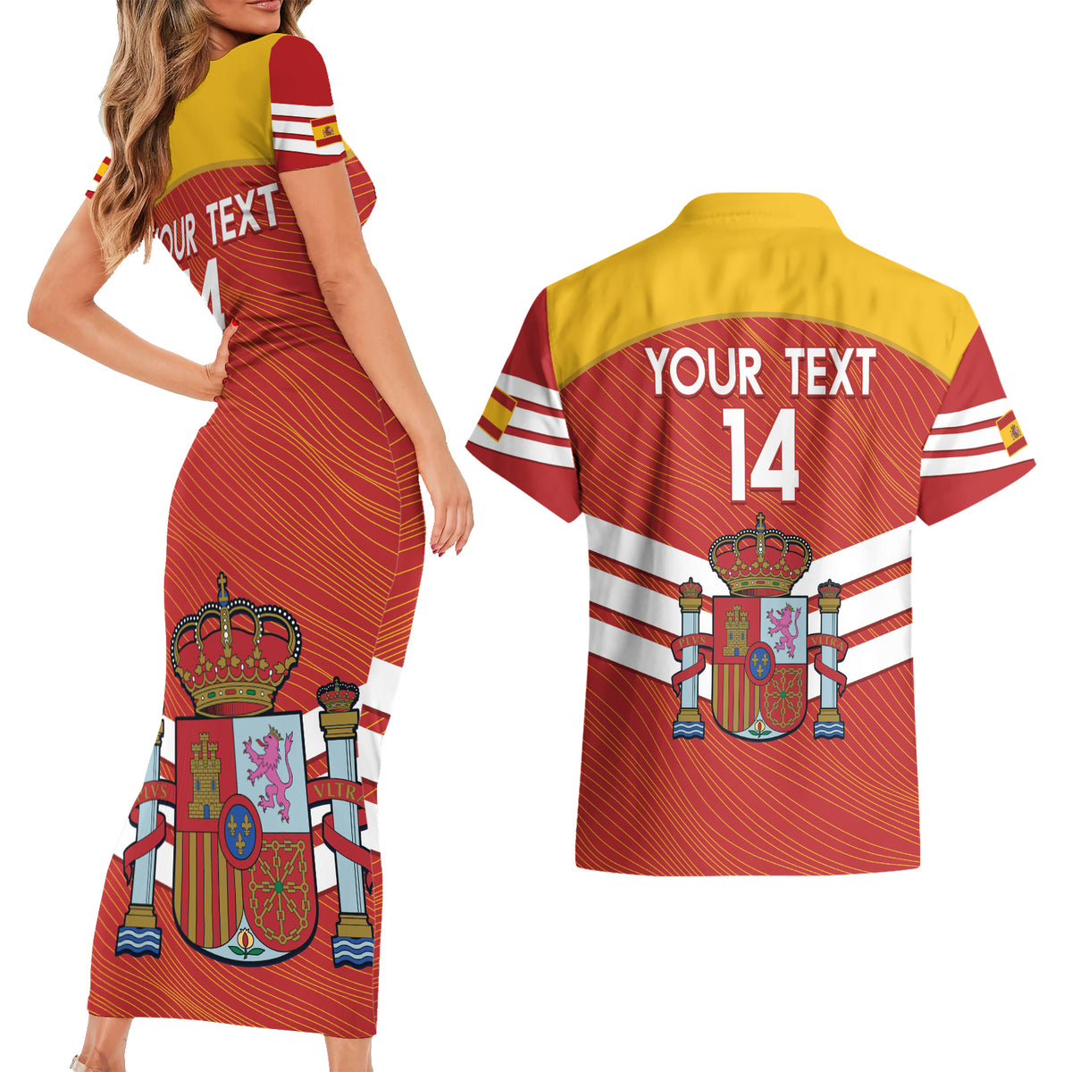 Custom Spain Football Couples Matching Short Sleeve Bodycon Dress and Hawaiian Shirt Summer 2024 La Roja - Wonder Print Shop