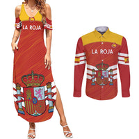 Custom Spain Football Couples Matching Summer Maxi Dress and Long Sleeve Button Shirt Summer 2024 La Roja - Wonder Print Shop