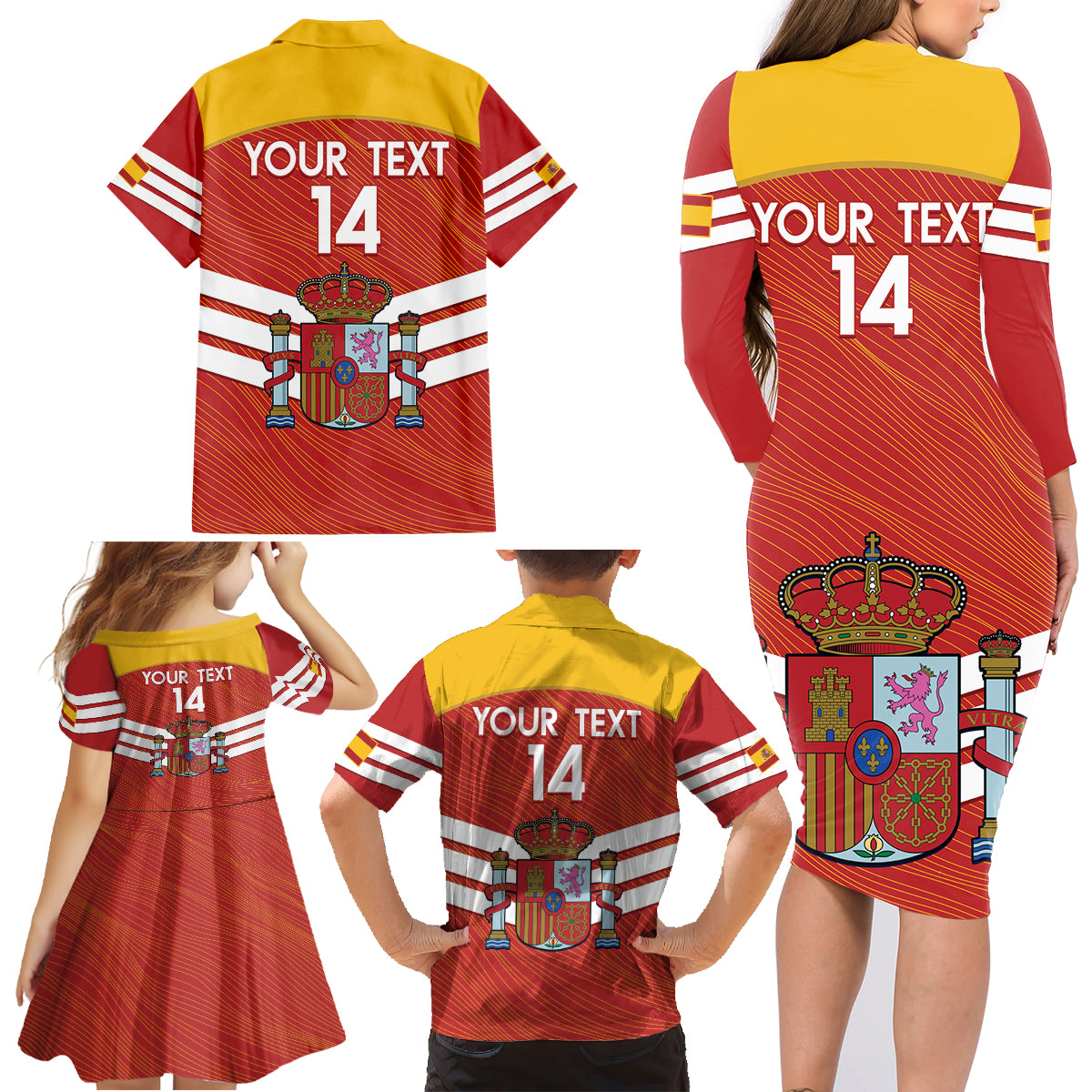 Custom Spain Football Family Matching Long Sleeve Bodycon Dress and Hawaiian Shirt Summer 2024 La Roja - Wonder Print Shop