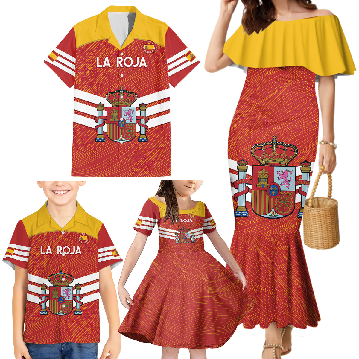 Custom Spain Football Family Matching Mermaid Dress and Hawaiian Shirt Summer 2024 La Roja - Wonder Print Shop