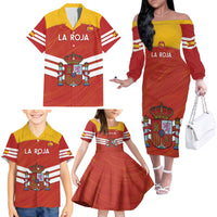 Custom Spain Football Family Matching Off The Shoulder Long Sleeve Dress and Hawaiian Shirt Summer 2024 La Roja - Wonder Print Shop
