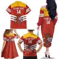 Custom Spain Football Family Matching Off The Shoulder Long Sleeve Dress and Hawaiian Shirt Summer 2024 La Roja - Wonder Print Shop