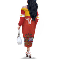 Custom Spain Football Family Matching Off The Shoulder Long Sleeve Dress and Hawaiian Shirt Summer 2024 La Roja - Wonder Print Shop