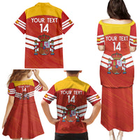 Custom Spain Football Family Matching Puletasi and Hawaiian Shirt Summer 2024 La Roja - Wonder Print Shop