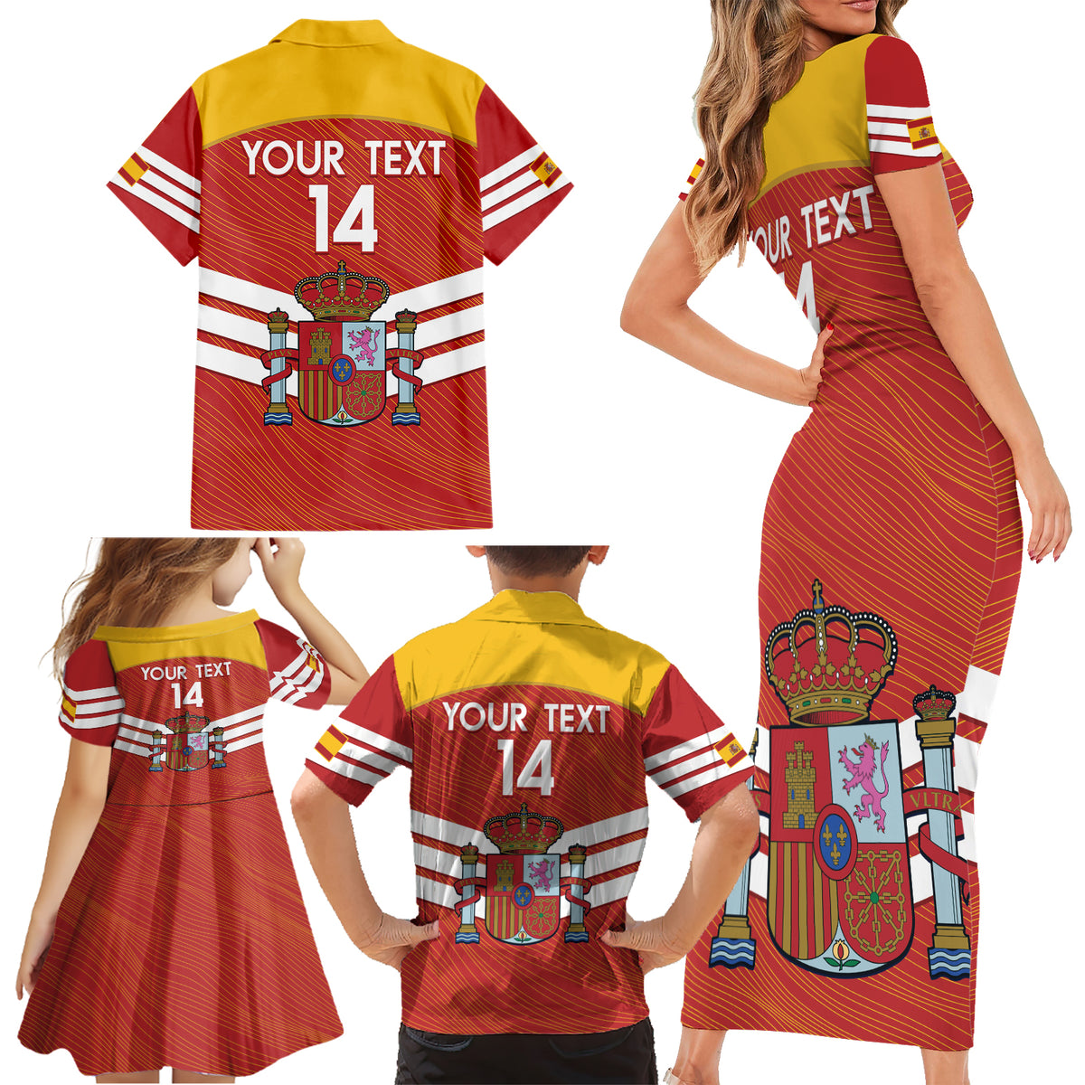Custom Spain Football Family Matching Short Sleeve Bodycon Dress and Hawaiian Shirt Summer 2024 La Roja - Wonder Print Shop